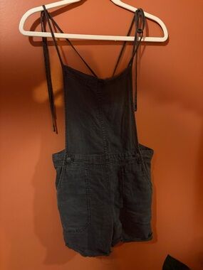 Free People Dark Gray Denim Short Overalls